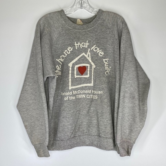Vintage FOTL Ronald McDonald House Twin Cities Gray Raglan Sleeve Sweatshirt XXL - Picture 1 of 7